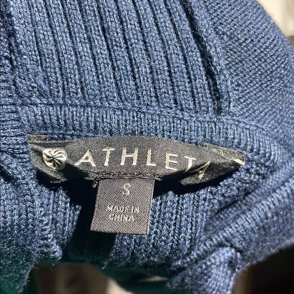 Athleta Verona Knit Merino Wool Blend Hoodie Sweater; Navy - Womens Small - Picture 4 of 16